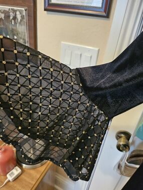 connected apparel Black Dress with Gold Accent Netting